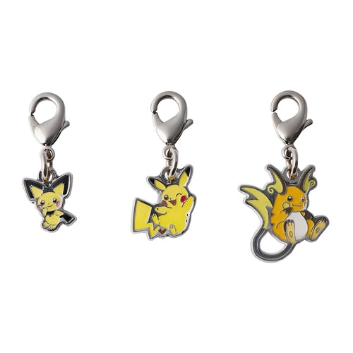 3PC Metal Keychain - Pichu, Pikachu, Raichu